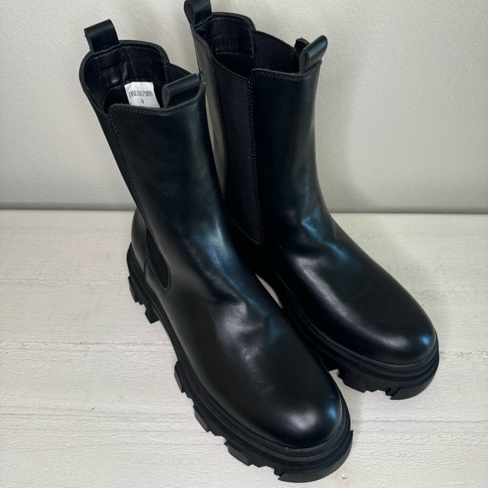 DREAM PAIRS Block Chelsea Platform Ankle Booties Black Womens Boots Size 9 - Picture 2 of 9